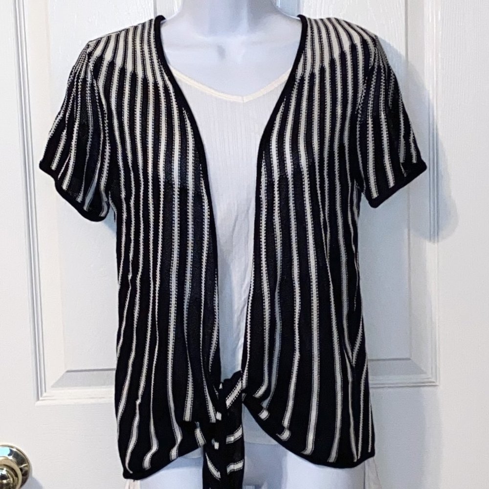 WHBM Black & White Stylish Cardigan with Tie